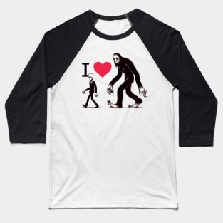 I Love Monsters, Cryptids, and Creepypasta Baseball T-Shirt